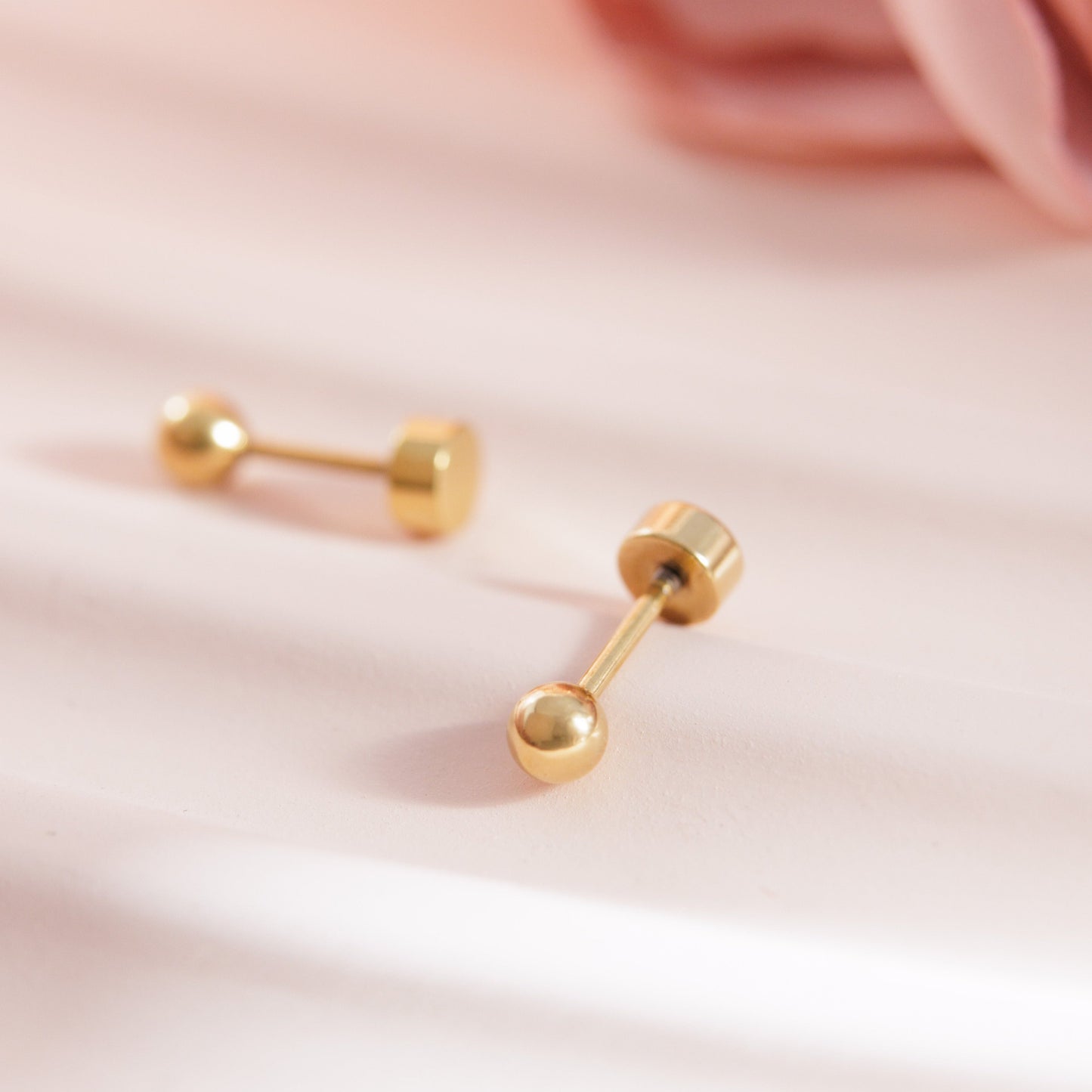 Gold Ball Screw Back Studs