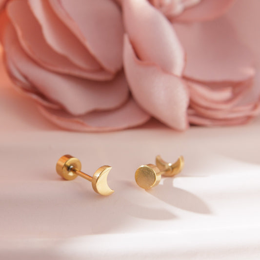 Crescent Moon Screw Back Studs