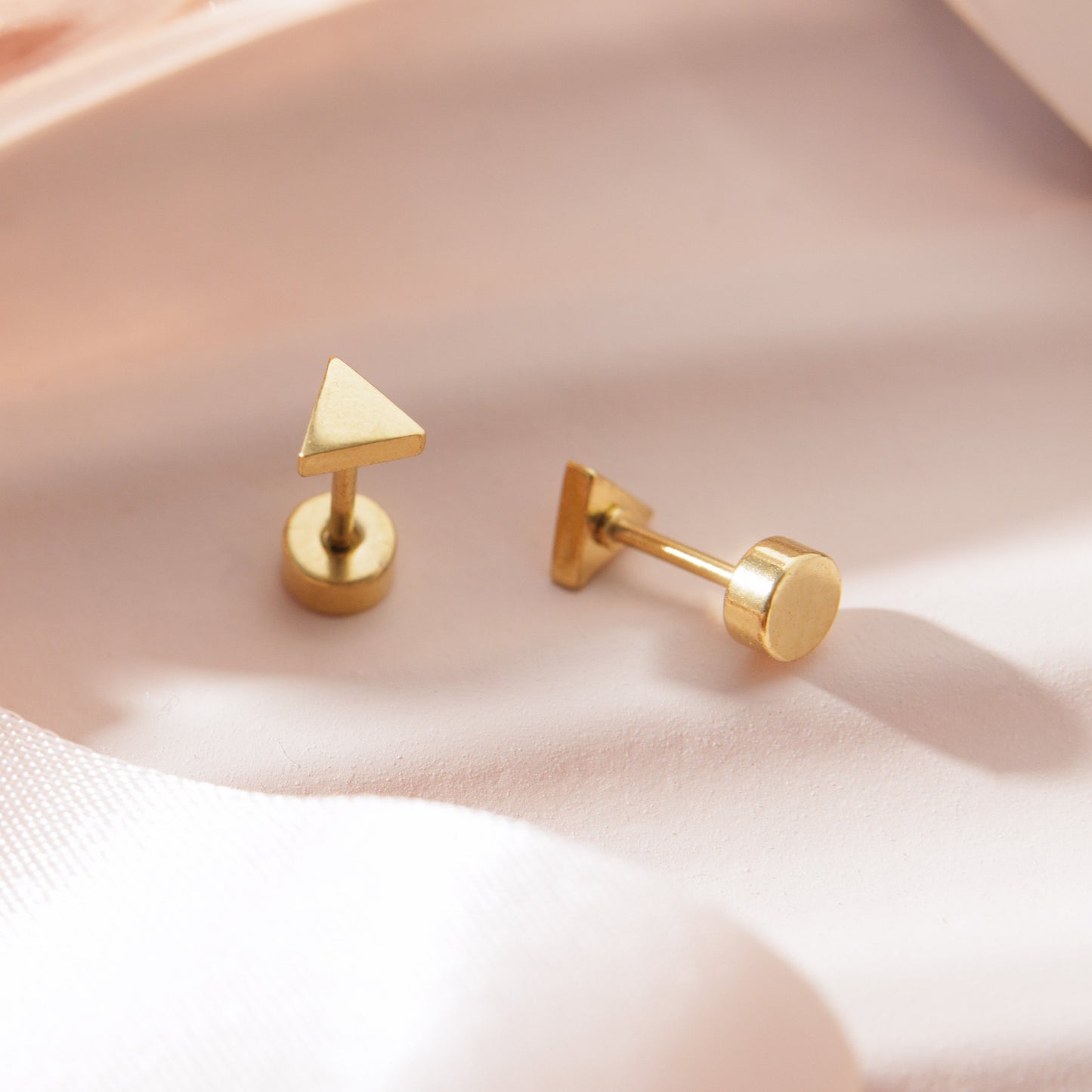 Gold Triangle Screw Back Studs