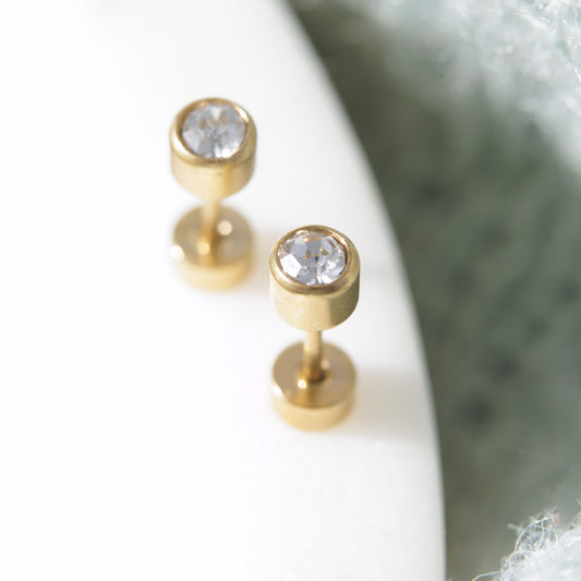 Crystal Bezel Screw Back Studs