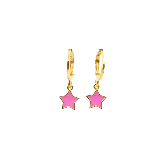 Enamel Star Charm Huggies