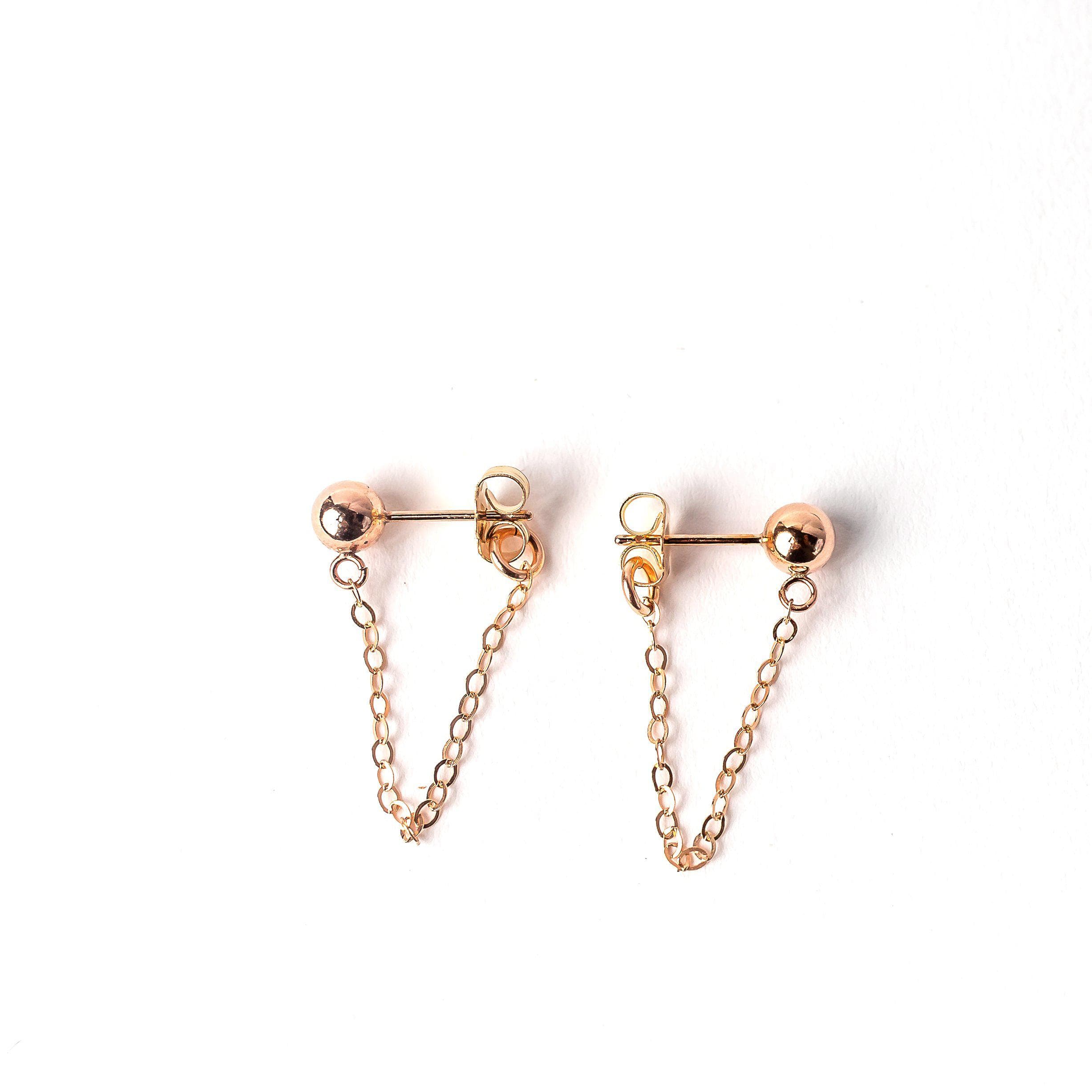 Chain Stud Earrings Gold Filled