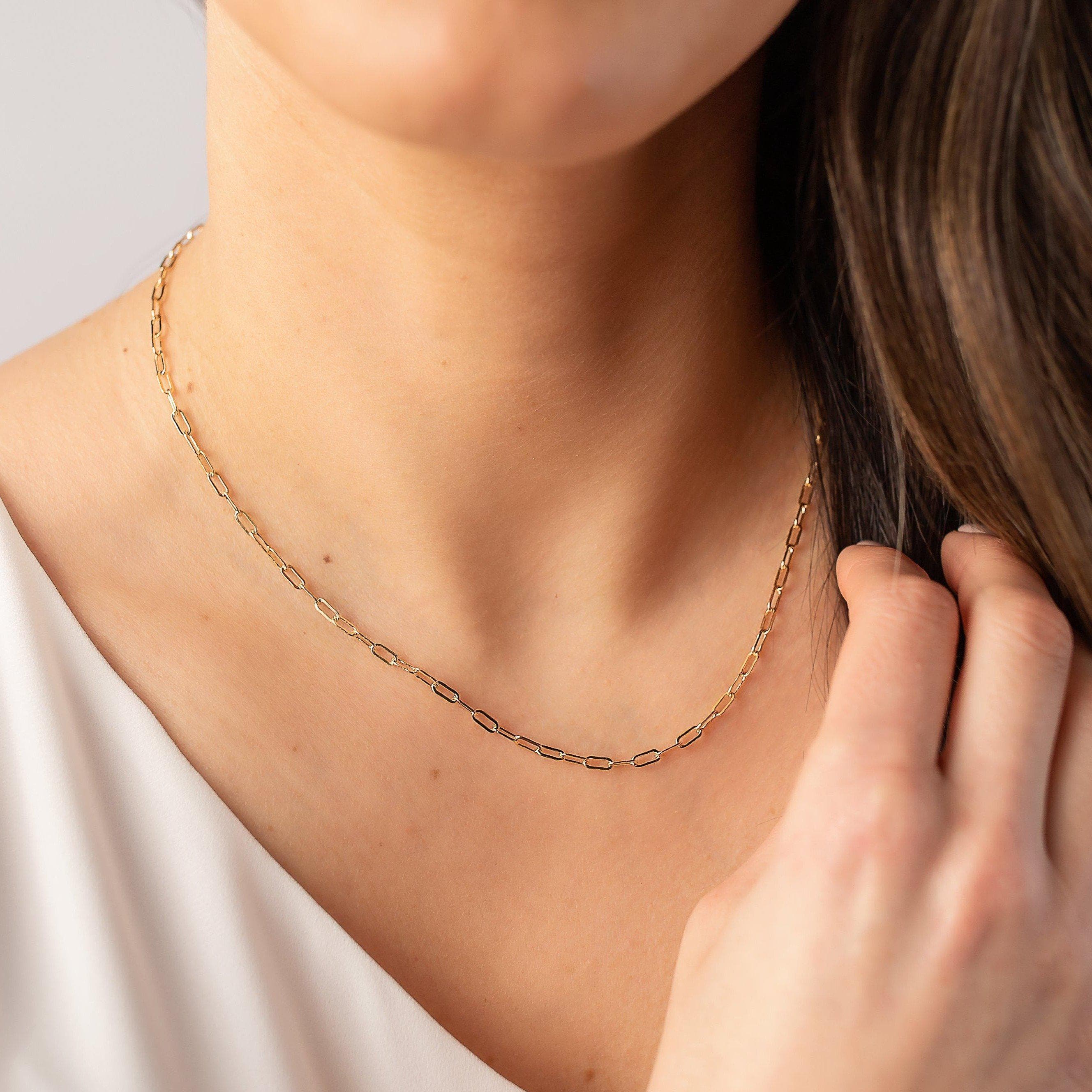 Paperclip Chain Necklace (14K Gold, Silver & Rose Gold) - ZAYAH