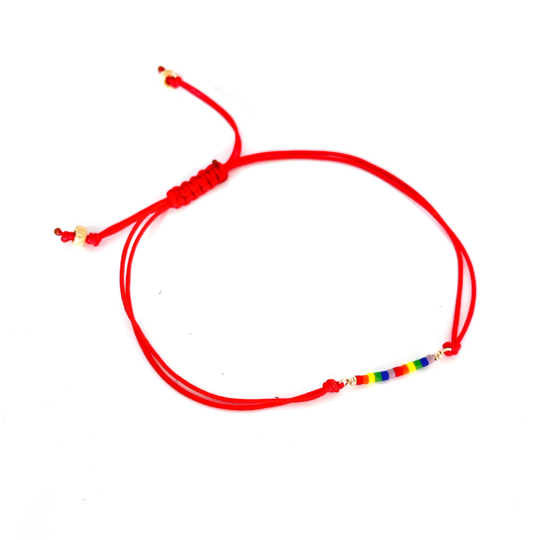 White & Rainbow Paracord Buckle Wrist Band - LGBT Pride Bracelet 8.5